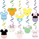 Eartim 30Pcs Mouse Inspired Swirls Hanging Decorations, Mouse Head Hanging Swirls Whirl Foil Ceiling
