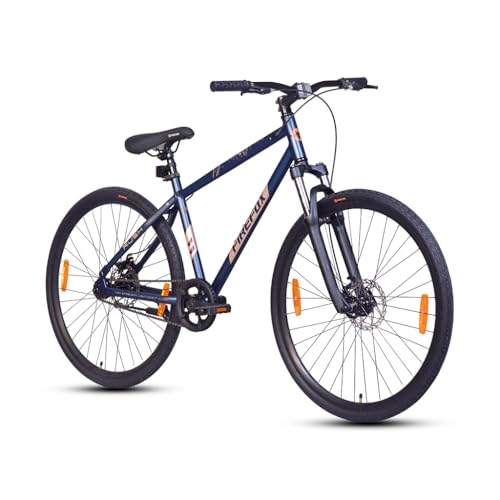 Image of FIREFOX Rush 700C Single Speed Hybrid Bicycle for Adult | Blue | Front Suspension | Disc Brake | Alloy Frame: 18 Inches | Ideal Rider Height:5.2 & Above | 98% Pre-Assembled | Ideal for Mens