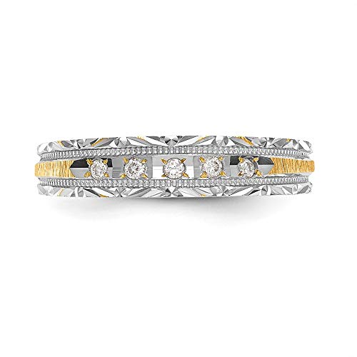 14k Yellow Gold Diamond Trio Ladies Wedding Band Ring, Size 51 1/2 – Image 5