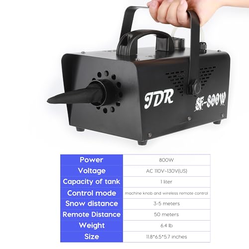 jdr 800w snow machine wireless remote control auto mode portable foam machine for partiesoutdoor kids wedding stage effect indoor christmasparades snowflake maker with fuse protection