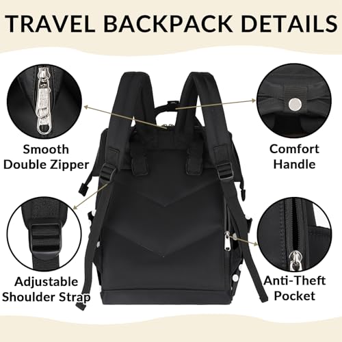 Polka Dot Laptop Backpack for Women and Men, Waterproof Work Travel Backpack Vintage Black White Polka Dot Business Computer Nurse Teacher Bag4