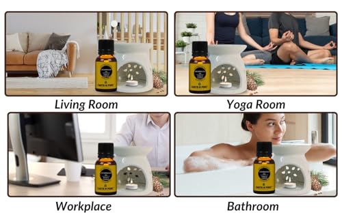 Image of Earth N Pure Ceramic Aroma White Diffuser Burner with 10Ml Cedarwood Essential Oil Blend & 2 Pcs Candles Strong & Long-Lasting Fragrance | Perfect for Gift Set
