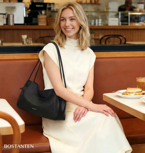 Image of BOSTANTEN Shoulder Bag for Women Pebbled Vegan Leather Purse Soft Handbag