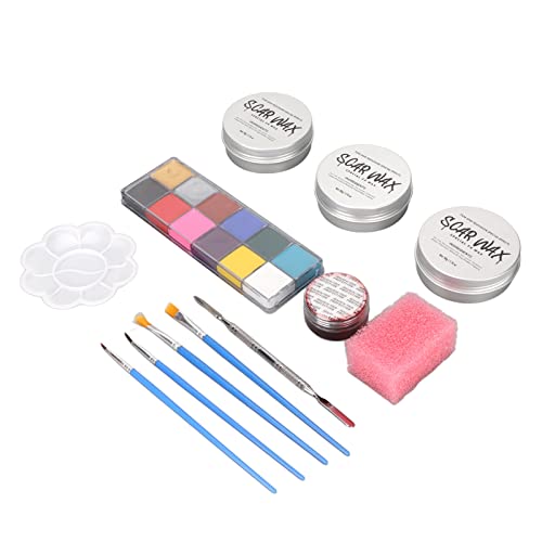 Yctze SFX Kit de Maquillaje, Kit de Maquillaje Profesional de Gran Poder de Cobertura, de Halloween Seguro y Duradero con 12 Colores Altamente Pigmentados para Pintura Facial y Efectos Especiales