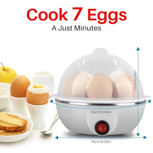 Image of Egg Boiler Poacher Electric Steamer Rapid 7 Eggs Capacity Cooker with 3 Boiling Modes & Overheat Protection for Quick Hard Boiled, Poached & Scrambled Eggs Vegetable Steamers Tray (BPA-Free)