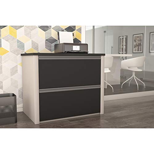 Bestar Connexion 2 Drawer Lateral File Cabinet, 30", Slate/Sandstone #TOP1