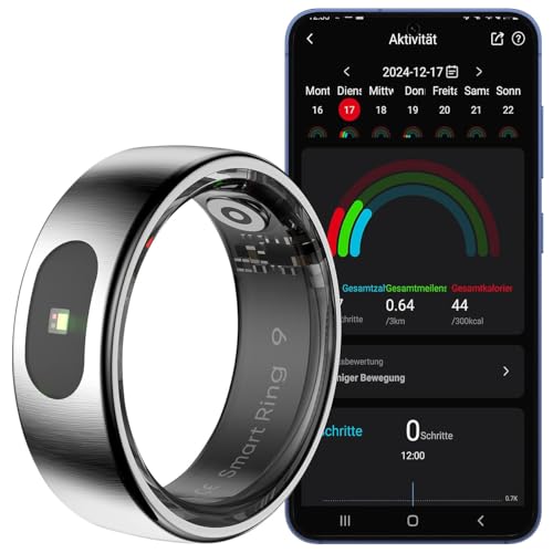 Newgen Medicals Health Ring: Fitnesstracker-Ring, Touch-Bedienung, Herzfrequenz, SpO2, 5 ATM, Gr.63 (Fitness für Damen, Smart mit Herzfrequenzmessung, Handy)