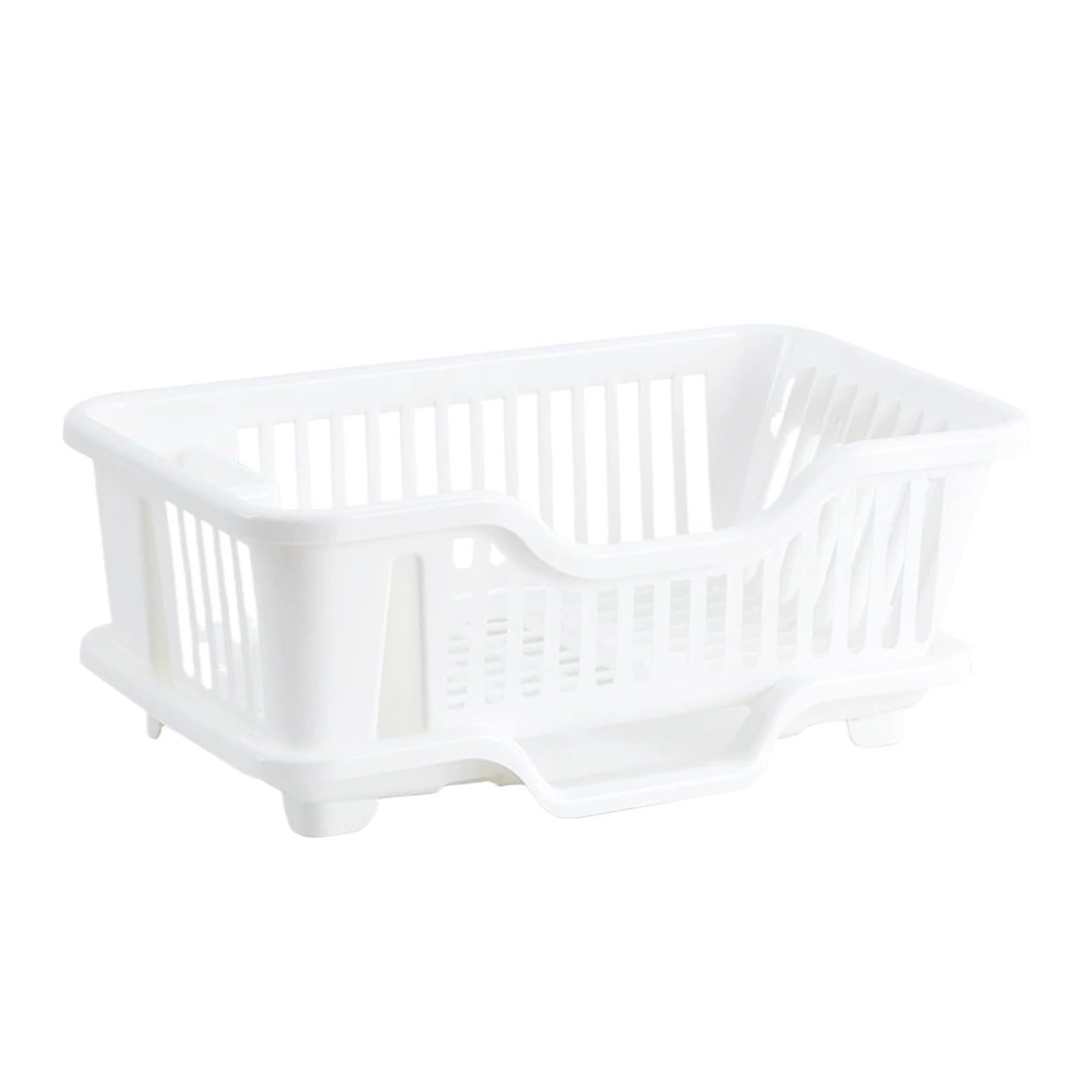 Abtropfgestell For Abtropffläche In Der Küche | Geschirr-Organizer mit Abtropfschale for Teller, Schüsseln, Essstäbchen und Löffel(White)