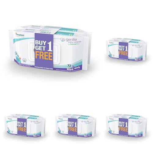 Image of Himalaya Gentle Baby Wipes with Lid (72 wipes x10 packs -144 wipes) |100% Biodegradable Plant-based fabric | Indian Lotus & Aloe Vera | Skin Friendly PH| Extra Soft