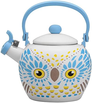 Gourmet Art Owl Enamel-on-Steel Whistling Kettle