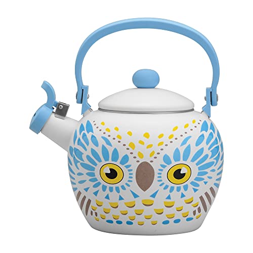 Gourmet Art Owl Enamel-on-Steel Whistling Kettle