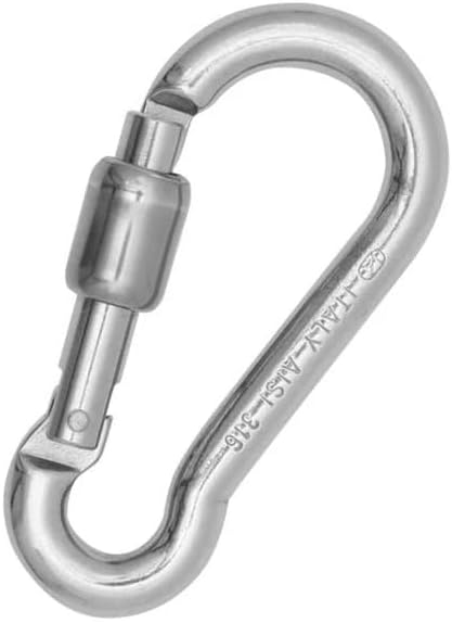 Kong Classic Express Stainless Steel Connector, AISI 316 Keylock Carabiner with Express Sleeve for Marine, Industrial, and Climbing Applications, Heavy Duty Carabiner Clip Made in Italy (80mm)