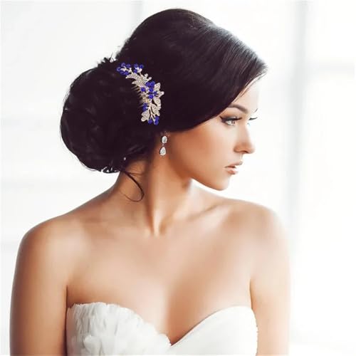 Headband Gold Plated Metal Hair Comb Clips Leaf Pearl Hairpin Rhinestone Headpieces for Women Girl Bride Wedding Hair Jewelry Accessories(03)3