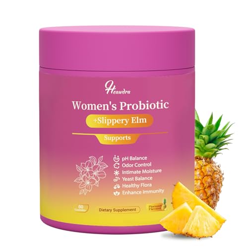 Her Juicy Womens Probiotic Gummies: ph Balance for Women & Slippery elm for Women Clean Vegan Pineapple Flavor Prebiotics Blend with Slippery Elm Gut Health & Immune Defense 60 Gummies