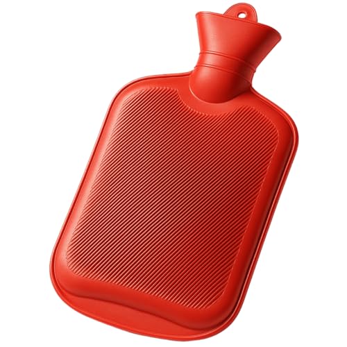 Bolsa Térmica Compressa de Água Quente ou Fria 500ml para Cólica Sinusite Lesões Recuperação Muscular Relaxamento Material Borracha Resistente Anti Vazamento Fechamento com Rosca (Vermelho)