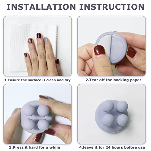 Xoyozo 4 Pcs Silicone Toothbrush Holder Multi-Function Hook Waterproof Self Adhesive Single Toothbrush Hook Plug Holder For Wall For Hanging Bathroom Kitchen Living Room Office (Purple) #TOP4