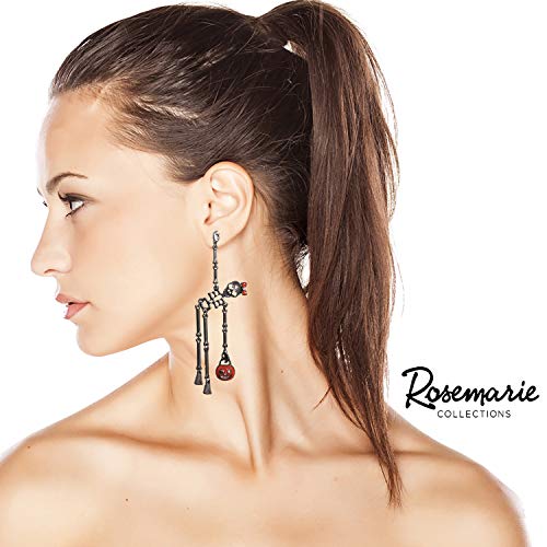 Rosemarie Collections Halloween Earrings for Women - Spooktacular Dancing Skeletons Halloween Jewelry - Hypoallergenic Post Back Skull Earrings - Skeleton Earrings - Spooky Earrings - 4.25 Inch3