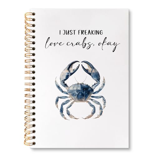 huester Funny Crab Coastal Beach Notebook Journal, Crab Gifts Journal for Women, Marine Biology Ocean Notebooks for Note Taking, I Just Freaking Loves Crabs Hardcover Spiral Notebook, 5.5x8.3 Inch 798 HL-Book