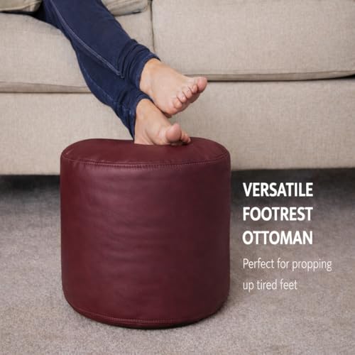 Image of 4XL Tear Drop Bean Bag with Footrest & Cushion | Premium Leatherette Bean Bag Cover | XXXXL Lounger Chair for Living Room | Without Beans | Upto 150 Kg (Wine, XXXXL)