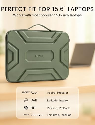 Image of DOMISO 15.6 inch Laptop Sleeve, Shockproof and Waterproof EVA Protective Laptop Case, Laptop Sleeves for 16 inch MacBook Pro /Max M2 M1 2019-2023,15 inch-16 inch HP Dell Asus Laptop,Dell XPS 15, Green