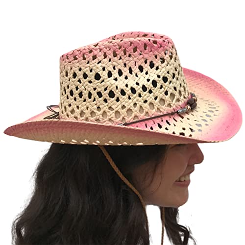 Image of SILVERFEVER Straw Cowboy Hat Cowgirl Hats Men Women Sun Hat Sombreros Vagueros Classic Western Accents Sombreros