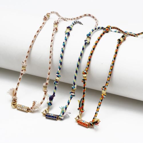 Collier tressé Evil Eye porte-bonheur avec pendentif Rainbow ajustable - 4