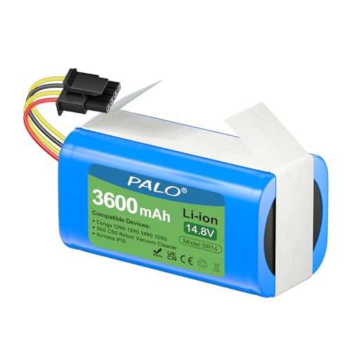 3600mAh Batería de Respuesto para Conga 1290, 1390, 1490, Robot 360 C50 Vacuum Cleaner, Airrobo P10 Aspiradora (14.4V/Li-Ion)