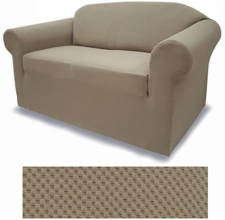 Stretch Pique Medium Taupe Furniture Slipcover Loveseat 706
