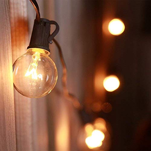 25ft Weatherproof Globe String Lights with 25 G40 Bulbs, Indoor/Outdoor Use, Perfect for Patio, Garden, Homes, Wedding, Party (Include 3 Spare Bulbs)