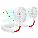 Neck Portable Fan, Hand Free Personal Mini Fans USB Rechargeable,360 Degree Free Rotation for Traveling, Sports, Office, Reading (3 Speed Adjustable, Headphone Design) Wearable Neckband Cooler (white)