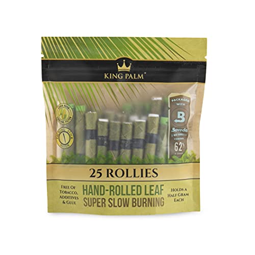 King Palm Rollie Size Cones (1 Packs of 25, 25 Rolls Total) Natural Pre Roll Palm Leafs - Pre Rolled Cones - All Natural Cones - Corn Husk Filter Preroll Cones - Cones with Filter
