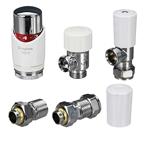 Drayton TRV4 Classic Thermostatic Radiator Valve and Lockshield Angled 15mm White and Chrome TRV Thermostat 07 05 180 - Image 3