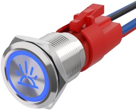 STARELO 10A Latching Push Button Switch, Interior Lights, 12V 24VDC Pre-Wired 19MM 0.74, SPST Stainless Steel,Switch with Pre-Wired for Cars,Trucks,RVs,3 Year Warranty (Interior Lights)