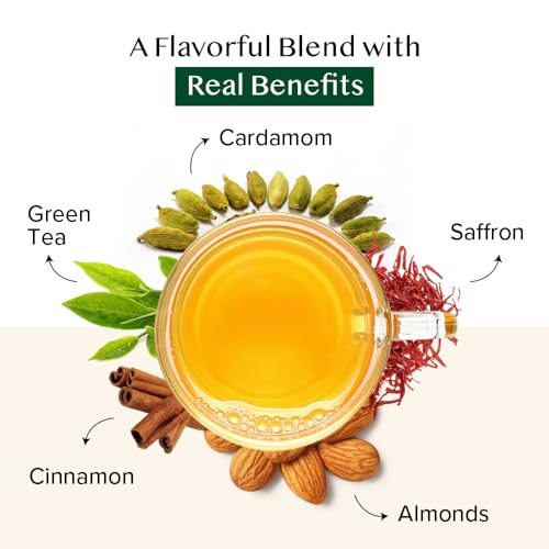 VAHDAM, Kashmiri Kahwa Tea Loose Leaf - 100 g | Pure SPICES | Masala Chai | Green Tea, Cinnamon, Cardamom, Almond, Saffron | Spiced Chai Loose Leaf | Brew Hot Or Iced | Vacuum Sealed