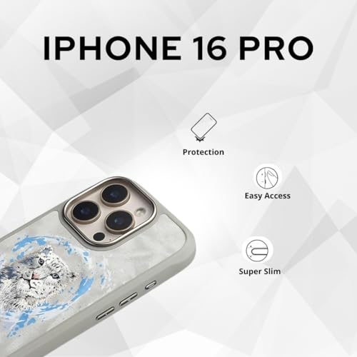 Image of Nimmy Dazzling MagSafe Embroidery Case for iPhone 16 Pro | 3D Animal Design | Shockproof Leather Finish Back Cover | MagSafe Compatible (Dazzling Leopard)