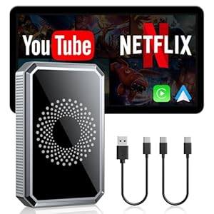 LAMTTO 3-in-1 Magic Video AI Box for Streaming Netflix/YouTube/TikTok, Wireless Carplay Adapter Dongle with USB Drive for OEM Wired Apple Car Play Cars