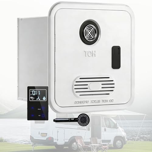 KPOUYYDS Calentador de Agua sin Tanque para autocaravanas, Ducha instantánea con Puerta Blanca de 40 x 40 cm y Control Remoto. Agua Caliente de 55 000 BTU con un Rendimiento óptimo y cómodo 8L