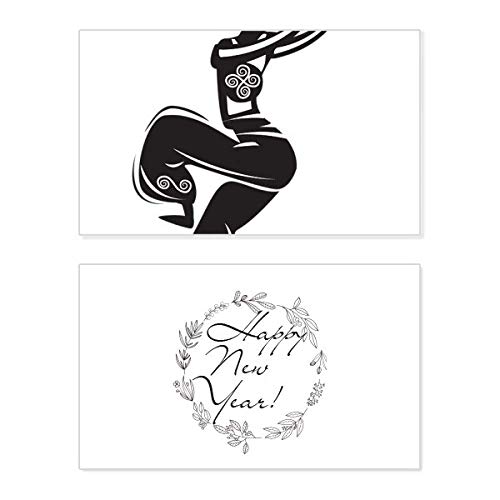 Tarjeta de felicitación con danza mexicana y flauta de Año Nuevo