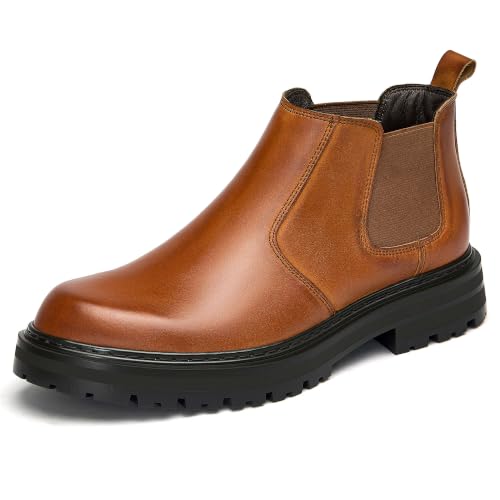 Image of Holy dove Men's Wide Toe Box Platform Chelsea Boots Slip-On Casual Ankle Dress Boot