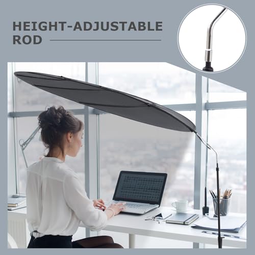 Juexica 2 Pcs 51'' Adjustable Office Cubicle and Desk Shade, Large Portable Cubicle Light Shade with Clamp, Foldable Rotatable Canopy Blocks Light or Disturbance for Working Accessories, Black - Thumbnail 5