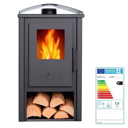 EIDER BIOMASA – Estufa de Leña Amina – 8,12 kW – Compacta 81x38x45 cm – Calienta hasta 150 m³ – Bajo Consumo – Diseño Minimalista – Clase Energética A
