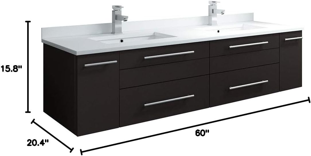 Dimensions of Fresca Lucera 60-inch Vanity