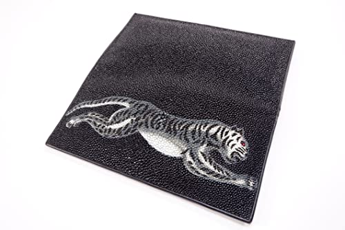 Genuine Stingray Skin Checkbook Tiger Printed Wallet Clutch Purse2