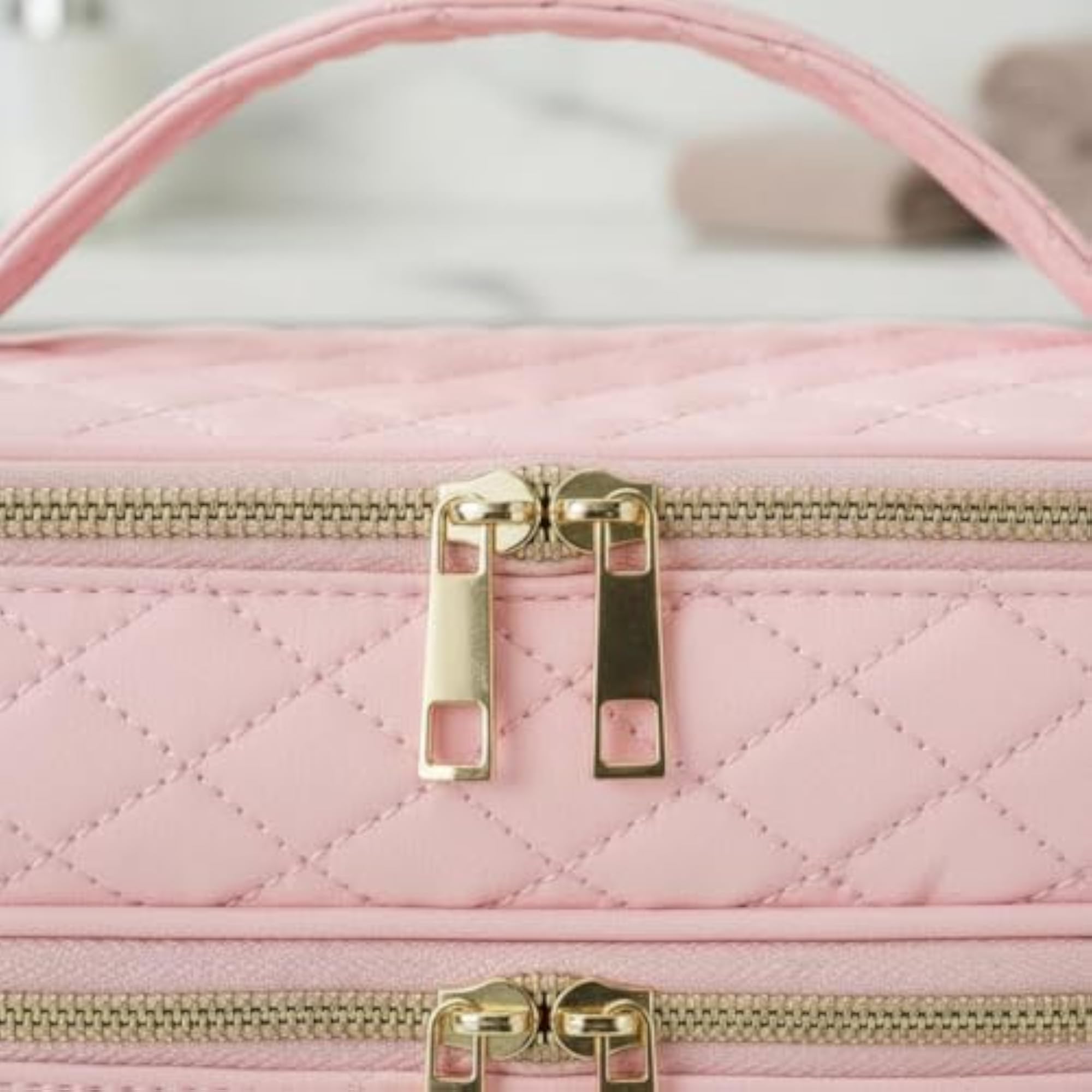 Double Zipper 3-Layer Makeup Case Multi-Purpose Portable Organizer