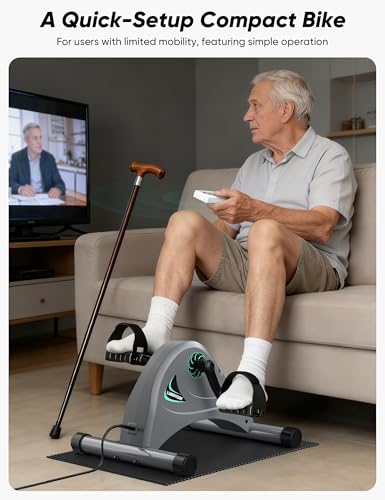 Image of Under Desk Bike Pedal Exerciser for Seniors, LUBBYGIM Mini Exercise Bike for Physical Therapy, Electric Motorized Foot Pedal Machine for Arm and Leg Fitness, 6 Speed Levels