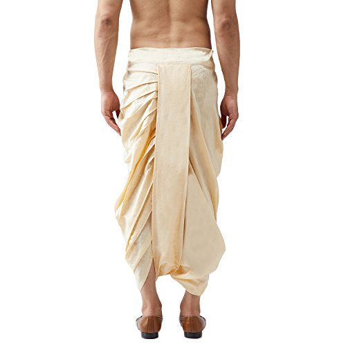 Image of SOJANYA (Since 1958 Mens Black Stitched Dupion Silk Dhotis, Size: Freesize
