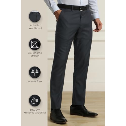 Image of Van Heusen Mid Rise Checkered Formal Trouser for Men|Regular Fit Formal Pants |Stretchable Waist|