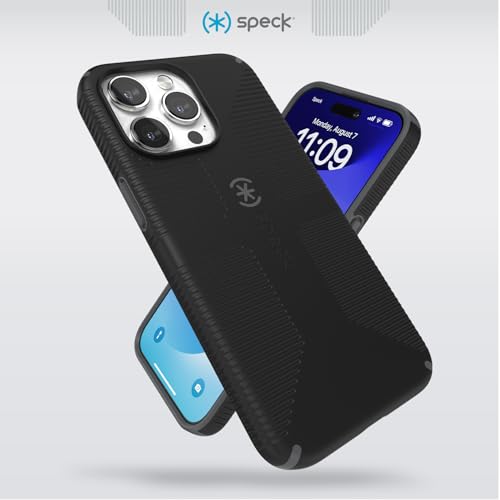 Speck MagSafe Case for iPhone 15 Pro Max - Drop & Camera Protection, Soft-Touch Secure Grip, Wireless Charging Compatible, Fits All 6.7 Inch Models Including iPhone 14 & 13 Pro Max - Grip Black