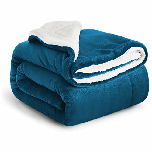 Imperial Rooms Sherpa Fleece Blanket Bed Throws Blankets For Sofas Soft Fluffy Thick Blanket Reversible Microfiber Throw (Teal