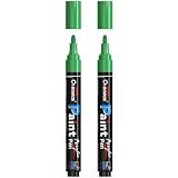 Overseas Green Paint Pens Paint Markers - Permanent Acrylic Markers 2 Pack, Water Based, Quick Dry, Waterproof Marker Pen for Rock, Wood, Plastic, Metal, Canvas, Glass, Fabric, Mugs. Medium Tip